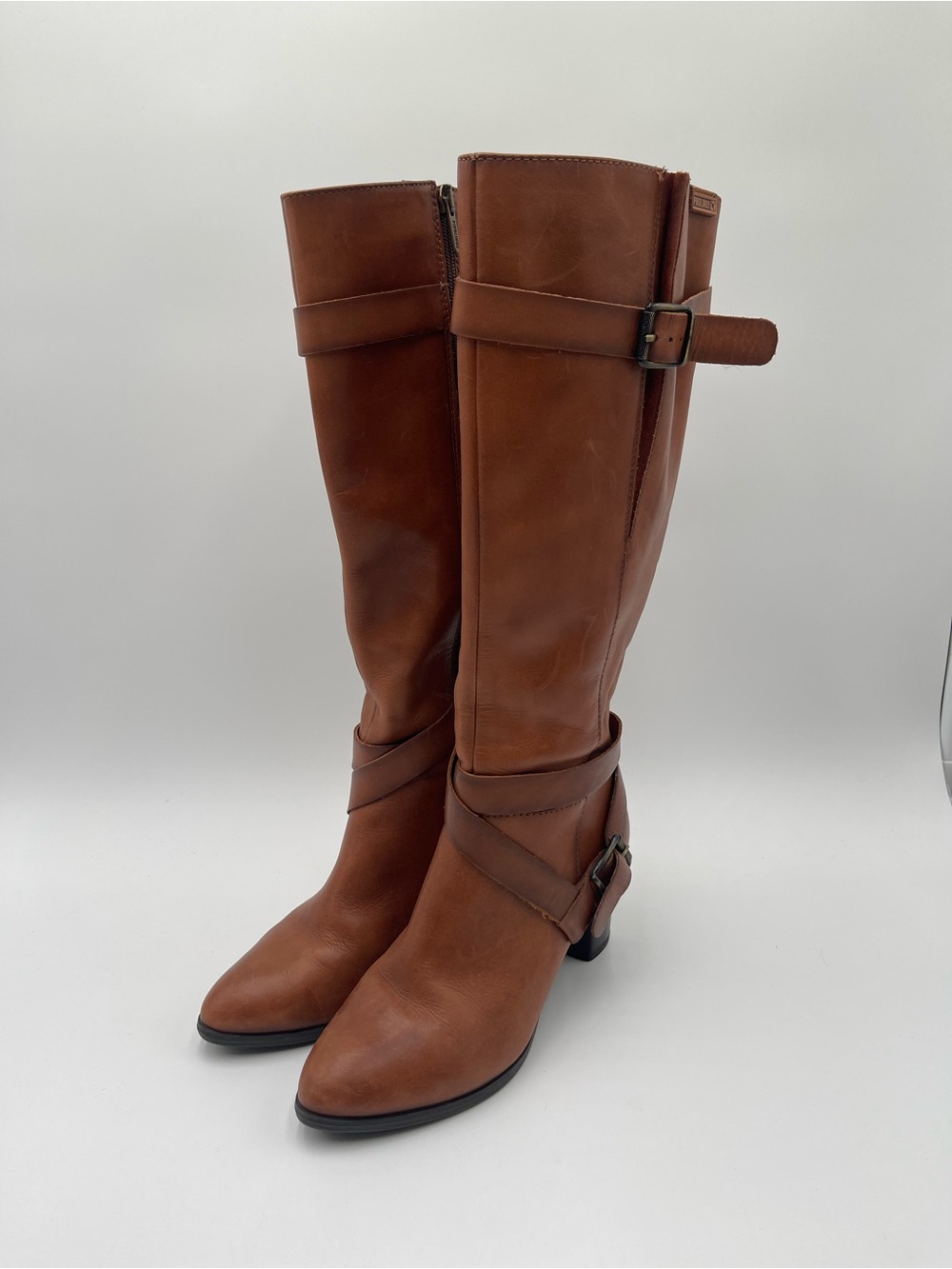 Pikolinos Made in Spain Brown Tall Leather Heeled Boots Womens 37 Riding